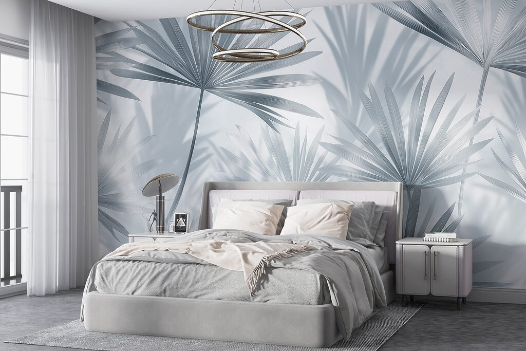 Zachte schaduwen van delicate palmbladeren in een interieur