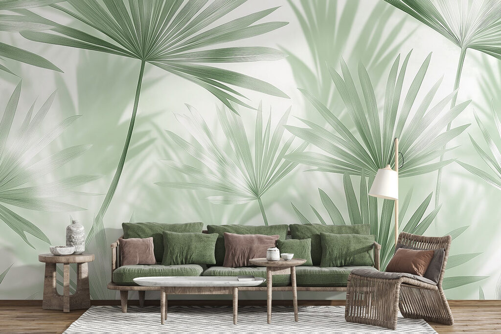Zachtgroene bladeren dansen in het licht — interieur 3