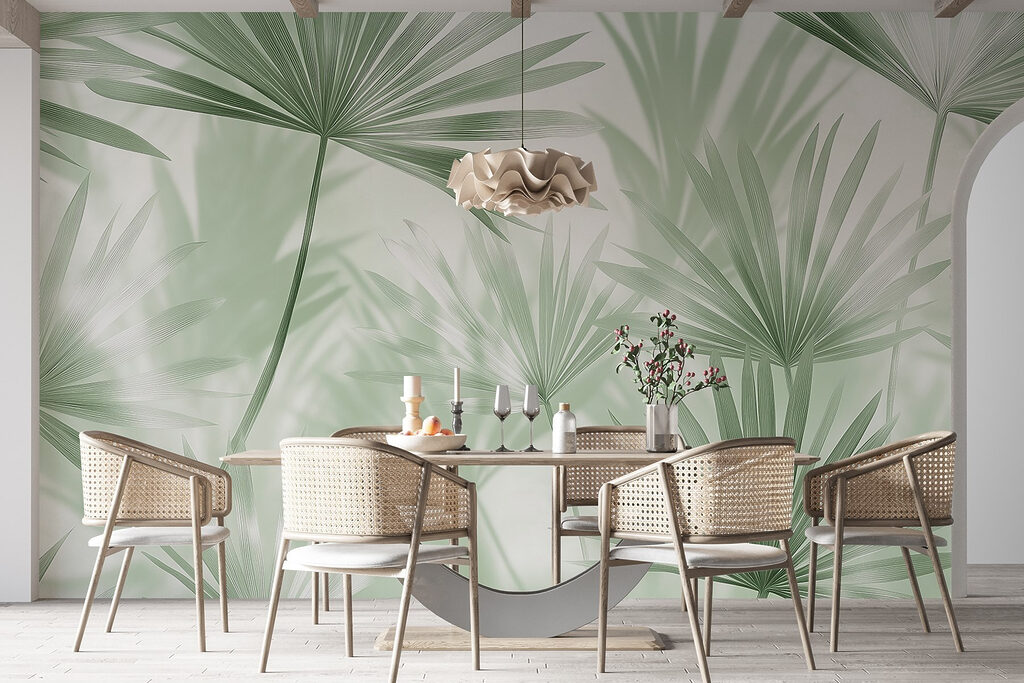 Zachtgroene bladeren dansen in het licht — interieur 4