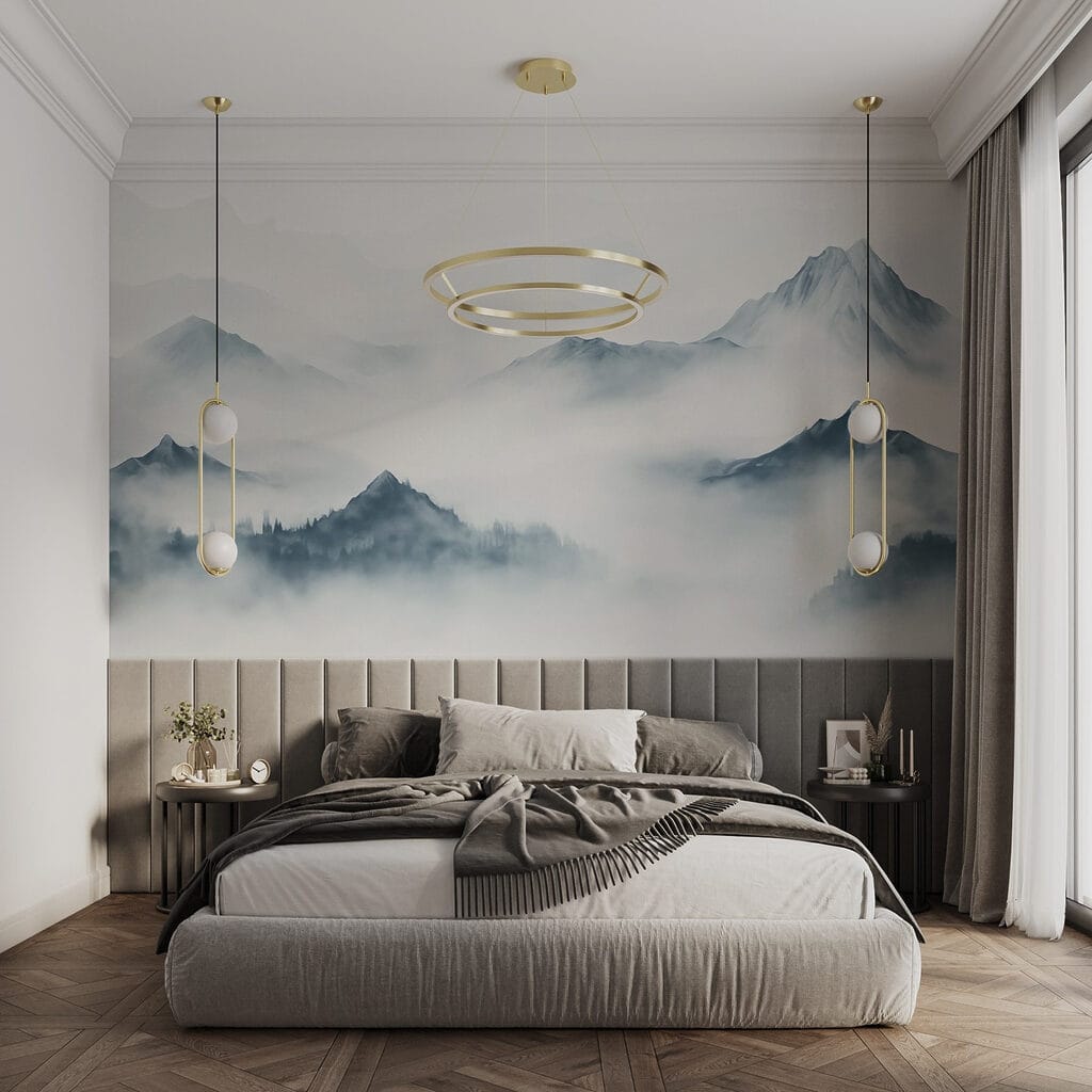 Mistig gebergte in een interieur