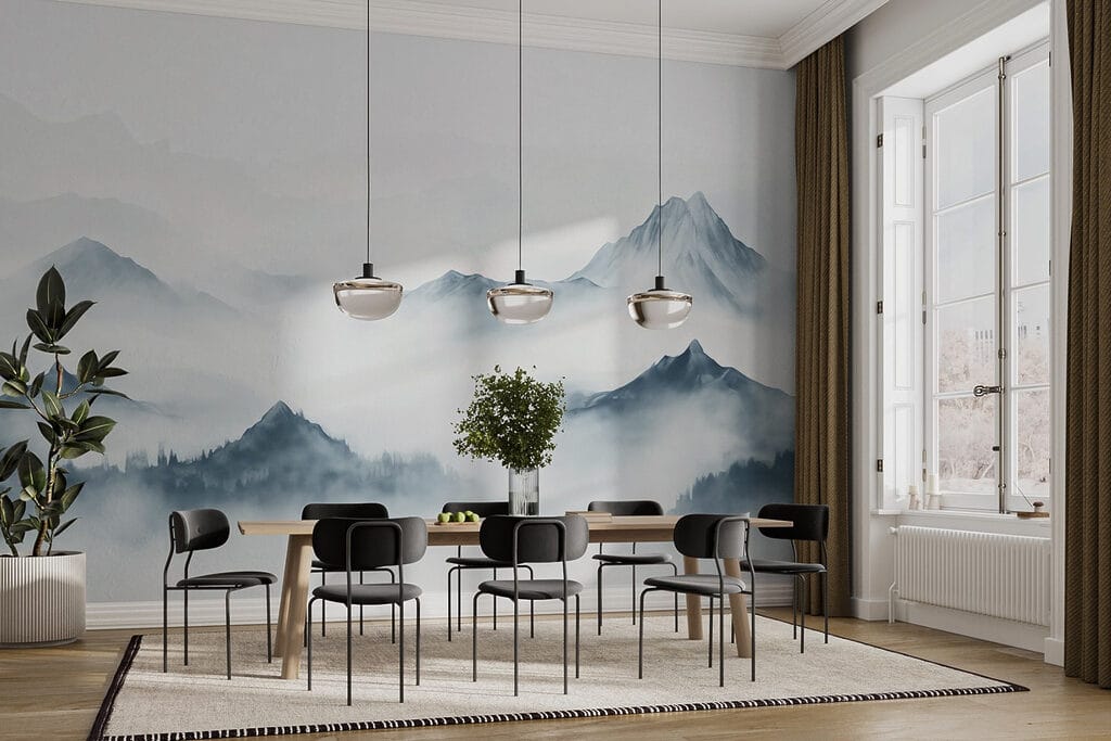 Bergtoppen boven witte dalnevel — interieur 2