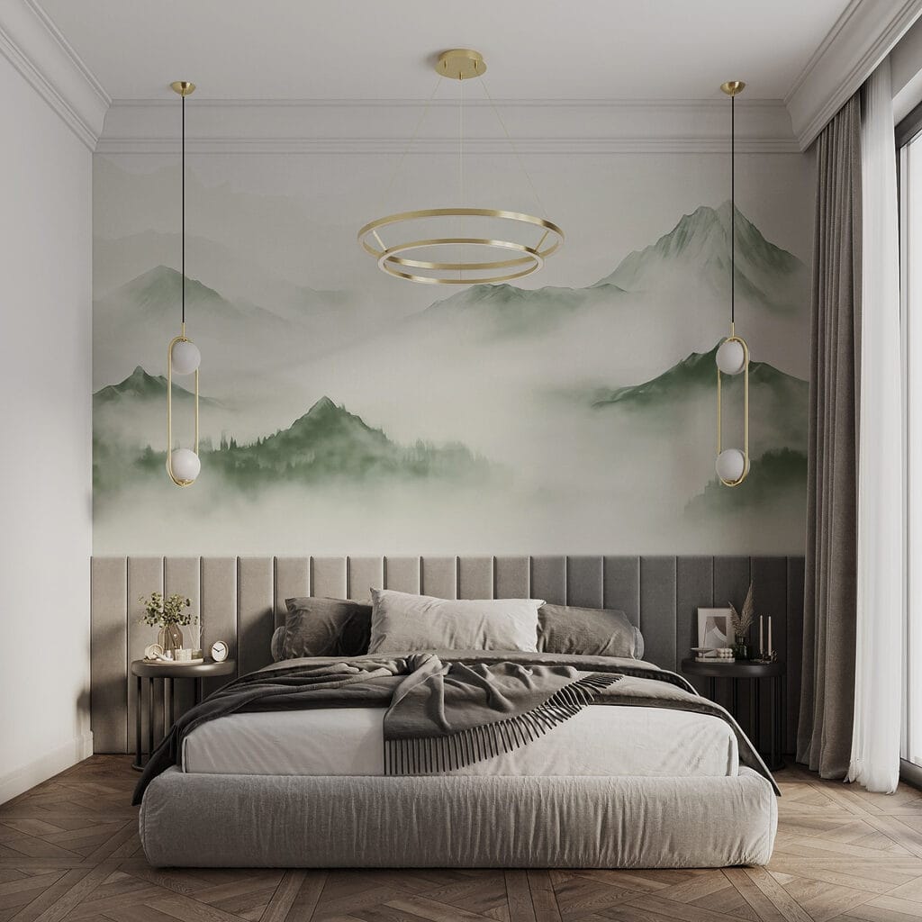 Bergtoppen boven witte dalnevel — interieur 1