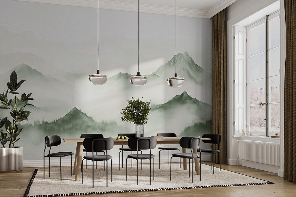 Bergtoppen boven witte dalnevel — interieur 2