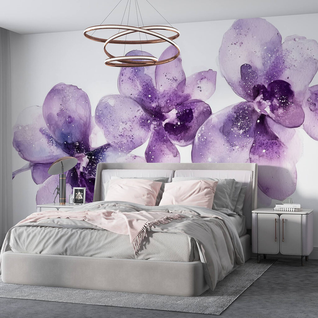 Paarse orchideeën in aquarel — interieur 2