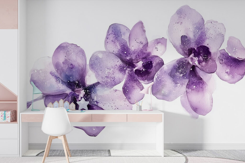 Paarse orchideeën in aquarel — interieur 5