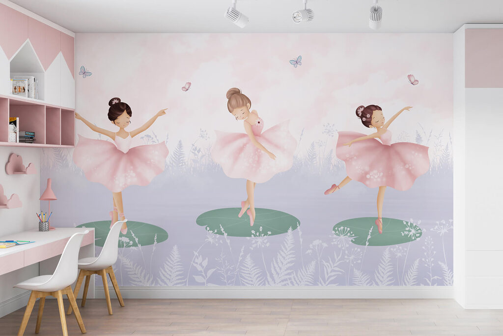Drie ballerina's op waterlelies — interieur 2