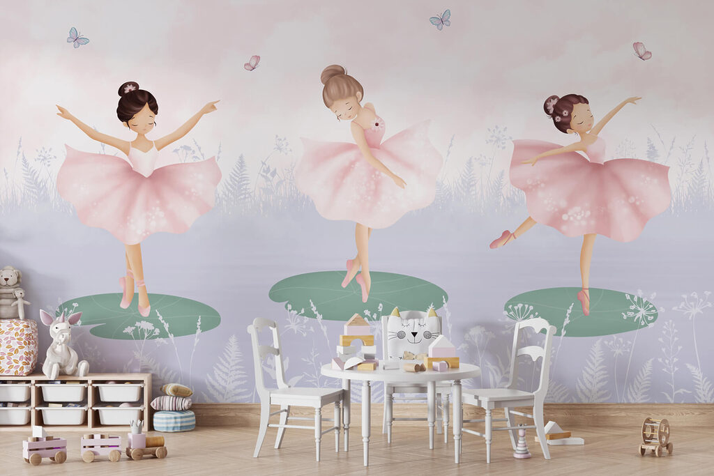 Drie ballerina's op waterlelies — interieur 3