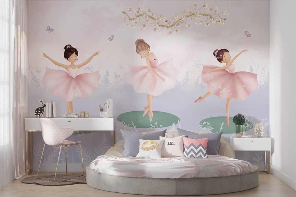 Drie ballerina's op waterlelies — interieur 4