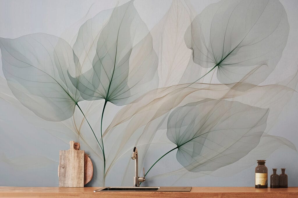 Transparante bladeren op een witte achtergrond — interieur 2