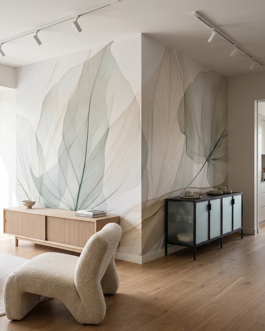 Doorschijnend blad aan takken in een interieur