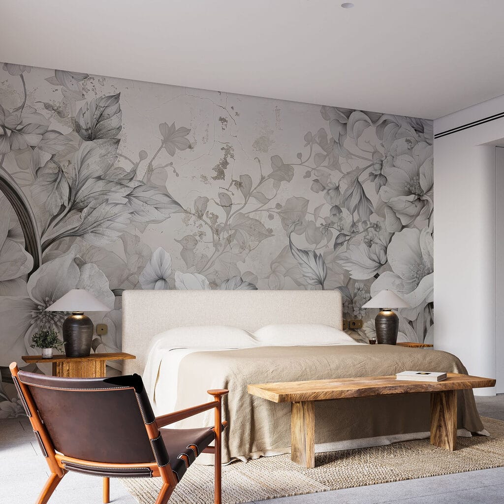 Delicate bloemen in zachte tinten in een interieur