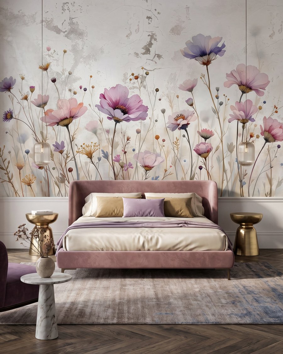 Tere bloemen die dansen in een zacht briesje in een interieur