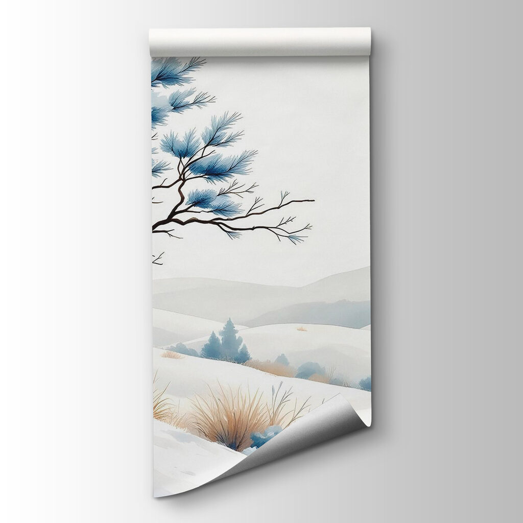 Blauwe den boven sneeuwheuvels — productweergave