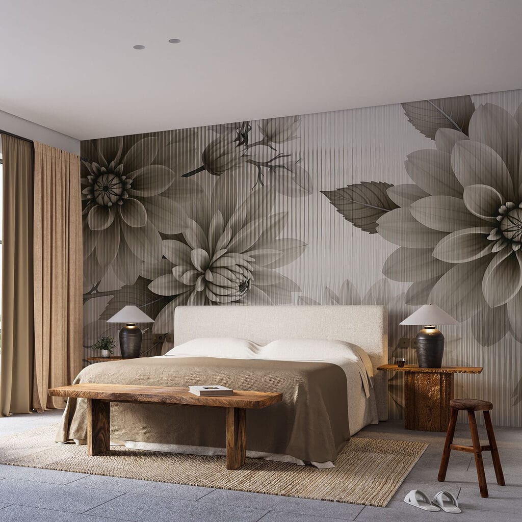 Elegant bloemendessin in gedempte tinten in een interieur