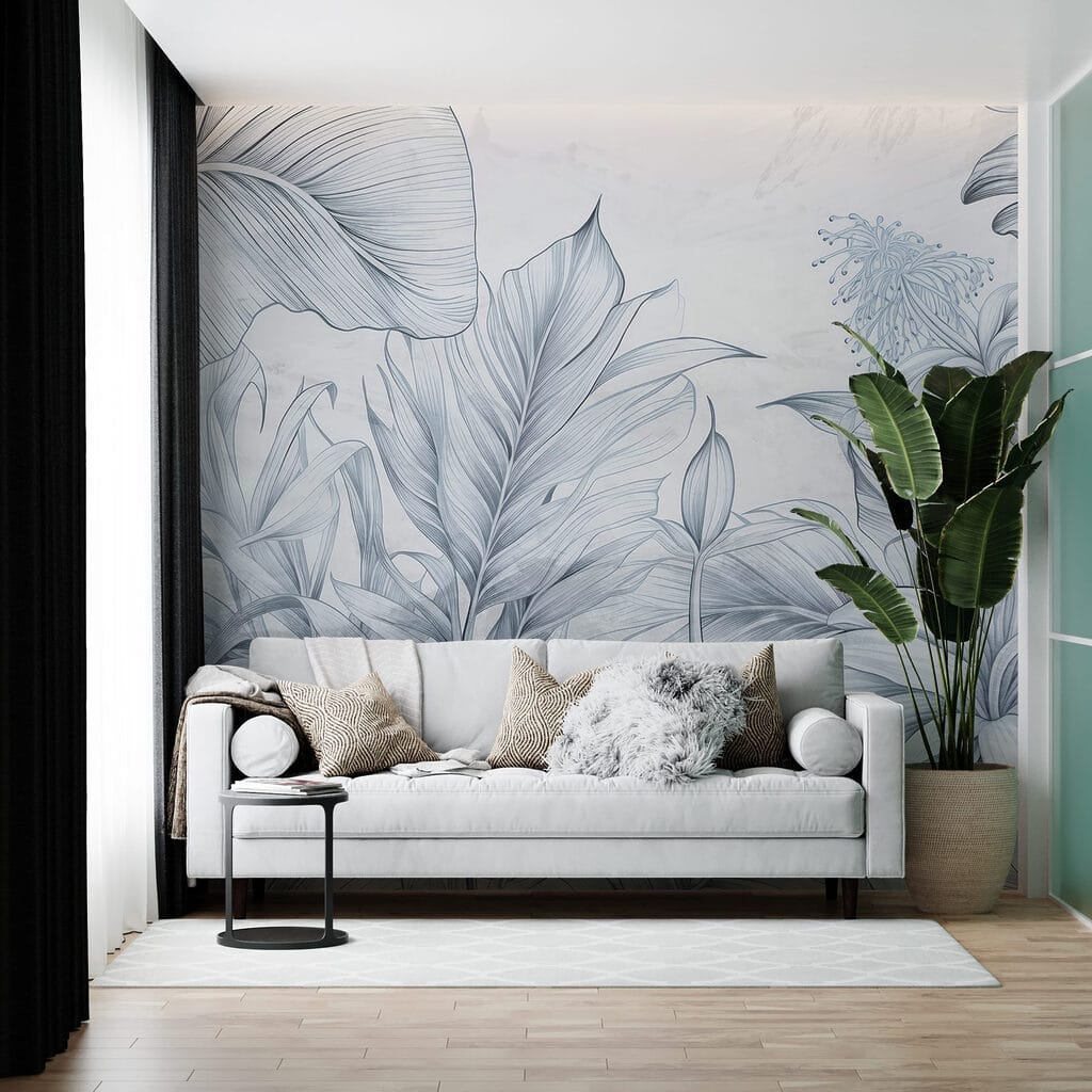Tropenplanten in fijne arceringen — interieur 1