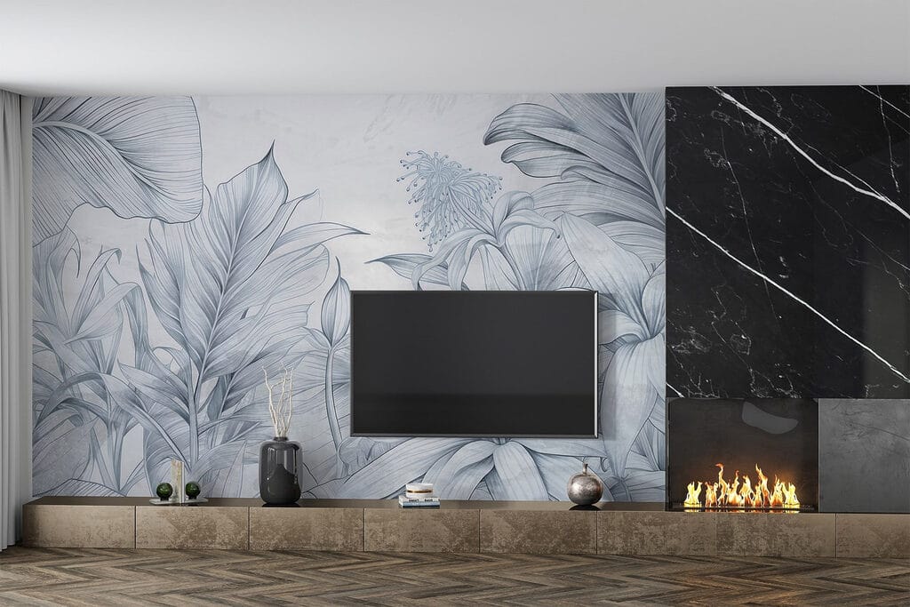 Tropenplanten in fijne arceringen — interieur 2