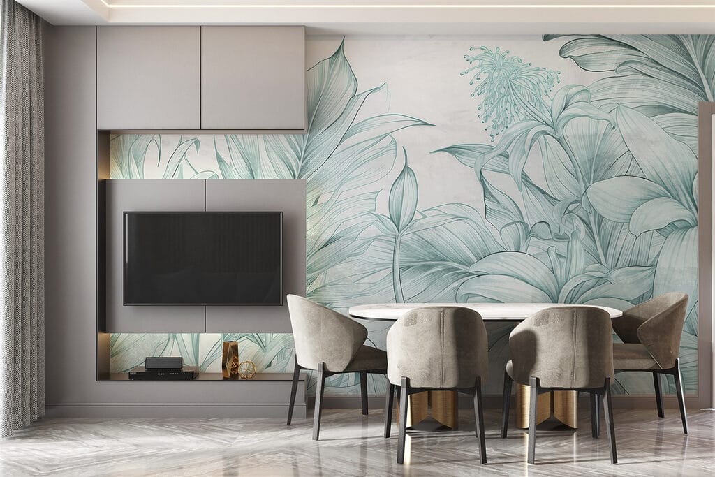 Tropenplanten in fijne arceringen — interieur 1