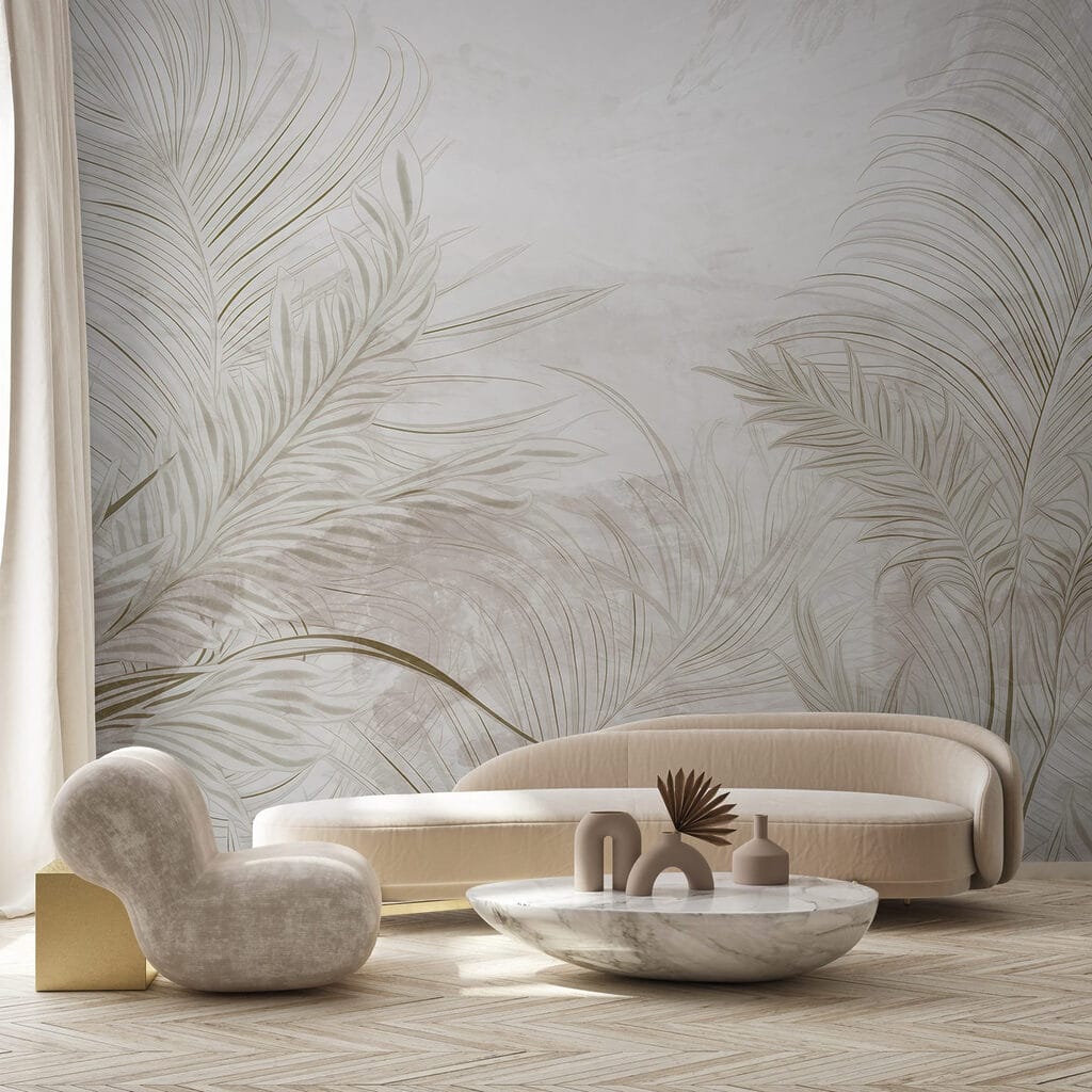 Fijne palmlijnen in crème — interieur 2