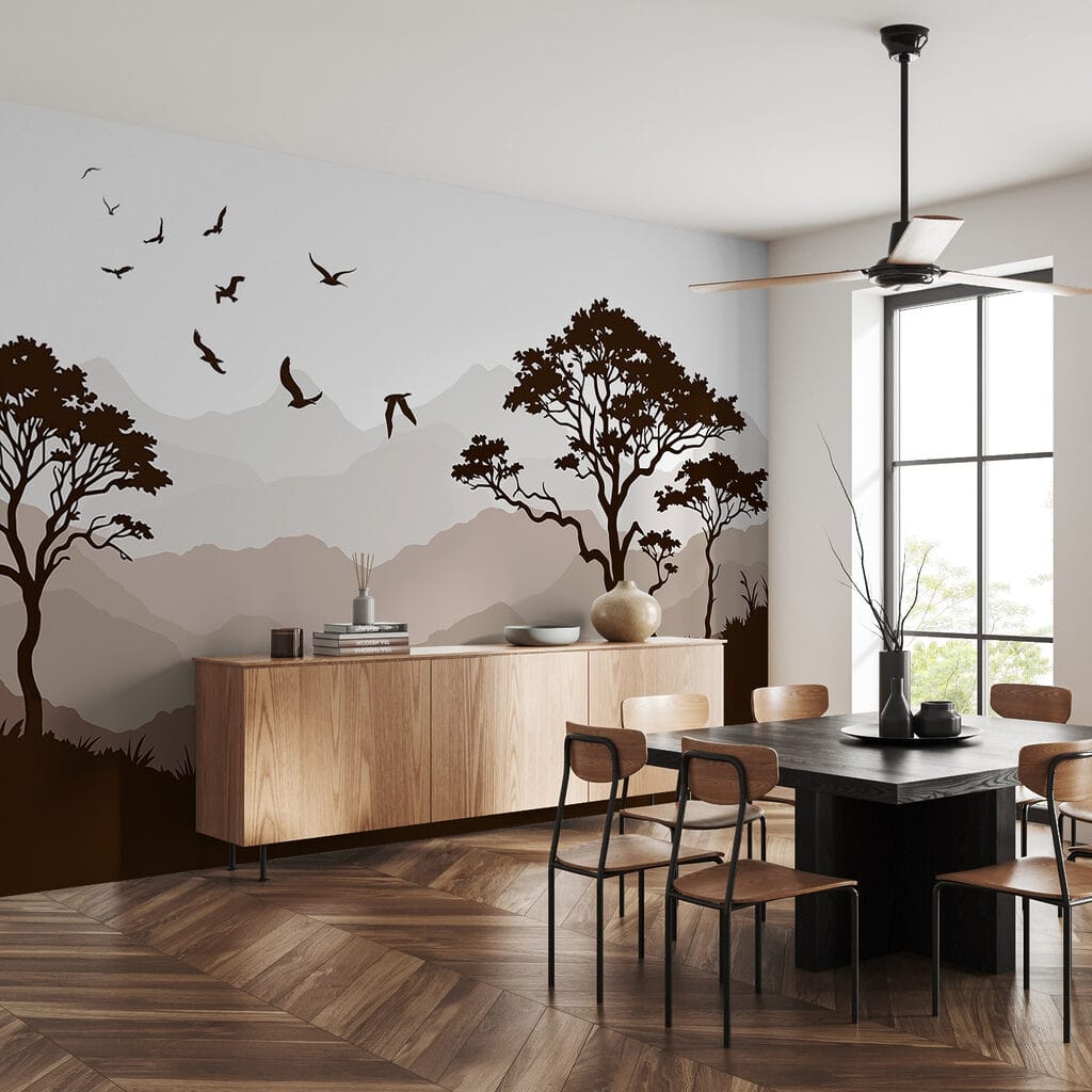 Vogels boven stille boomsilhouetten — interieur 3
