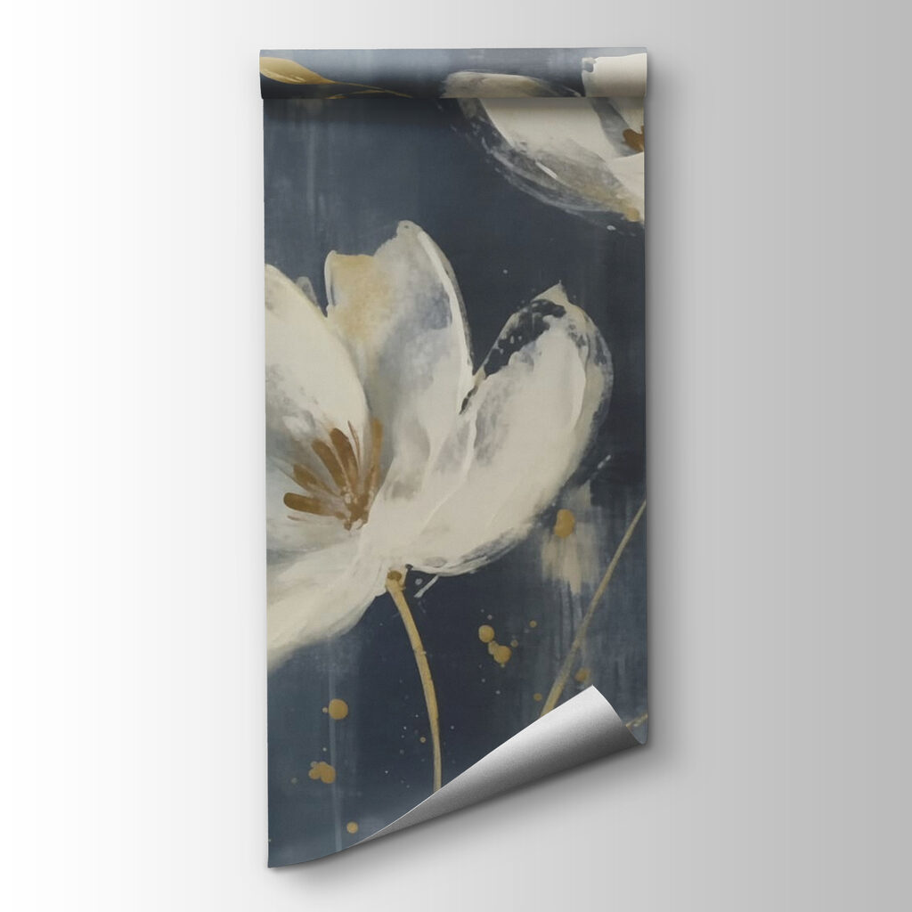 Witte bloemen met verfspatten — productweergave