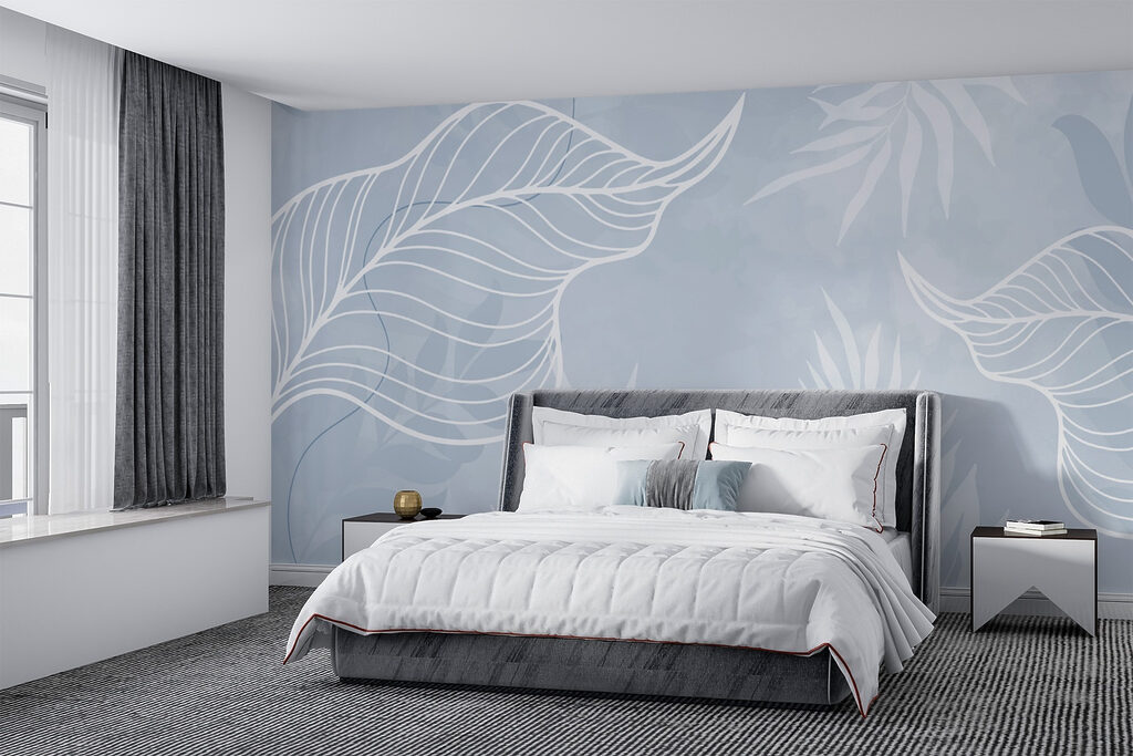 Witte bladlijnen op palmvormen — interieur 2