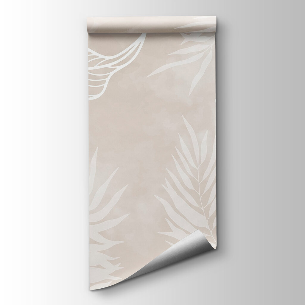Witte bladeren op een beige achtergrond — productweergave