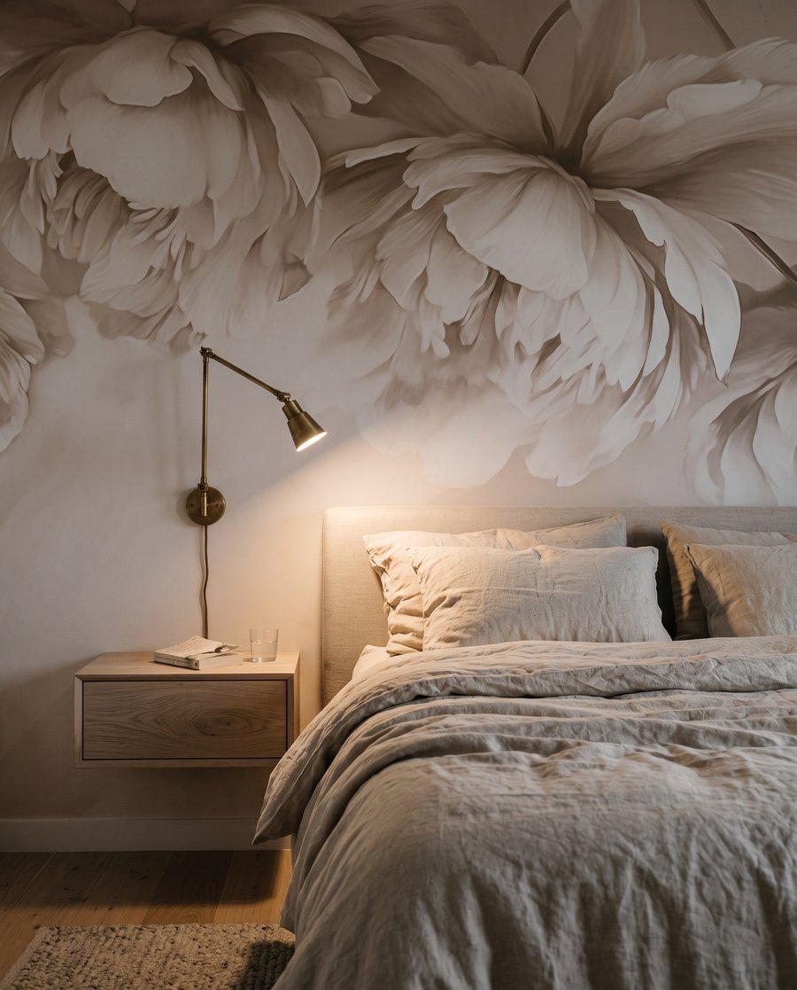 Overhangende roomwitte bloemen — interieur 2
