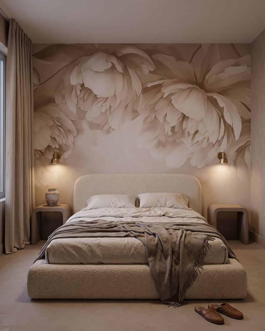 Overhangende roomwitte bloemen — interieur 3
