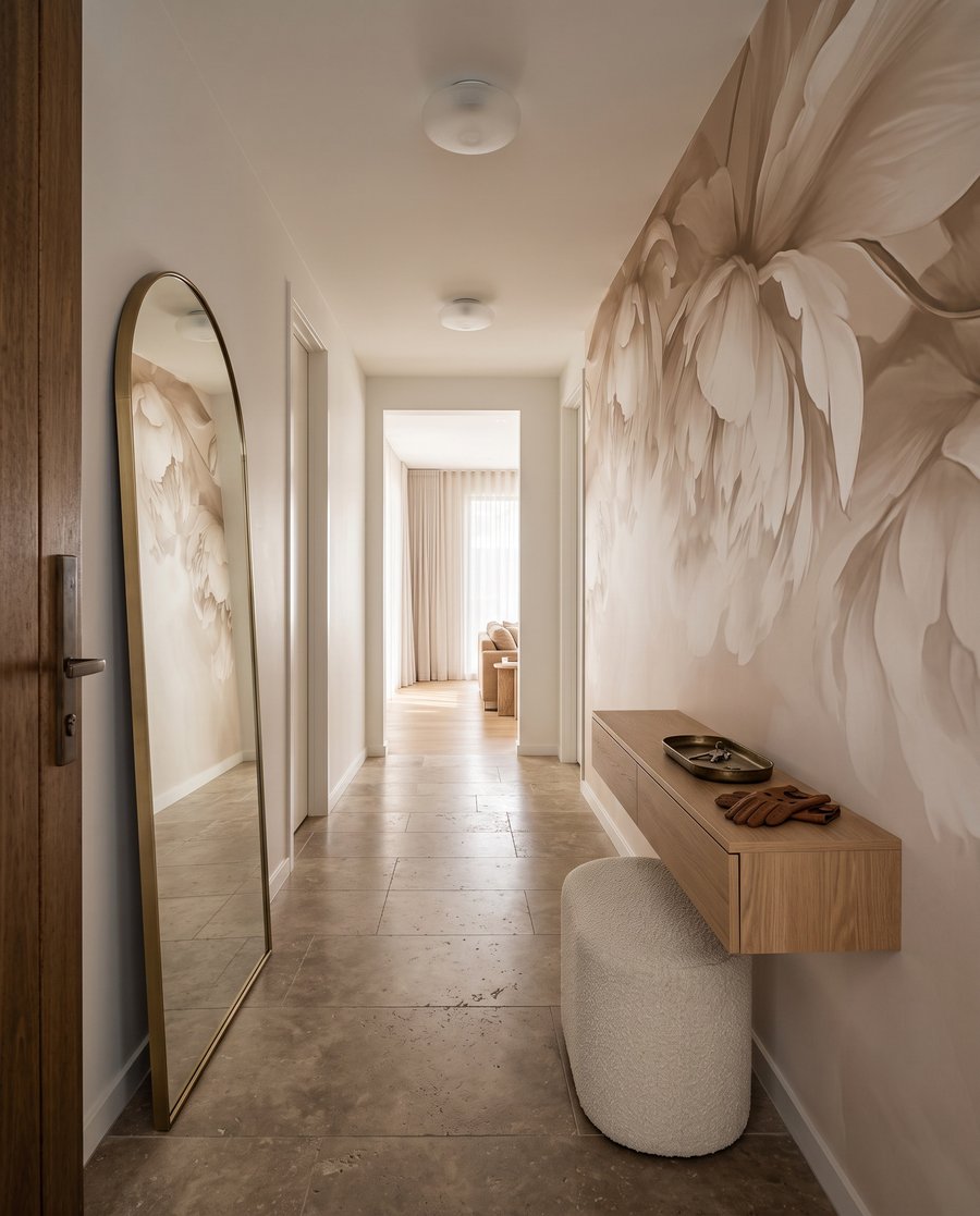 Overhangende roomwitte bloemen — interieur 5