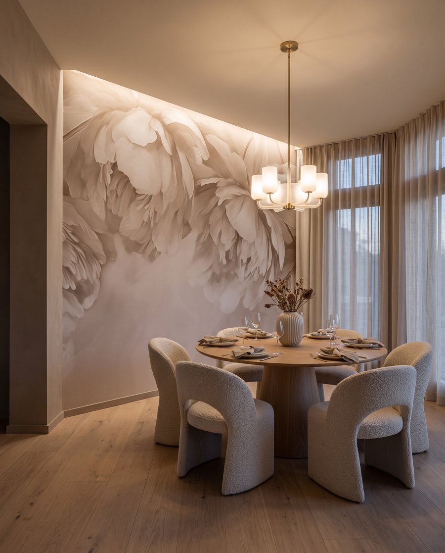Overhangende roomwitte bloemen — interieur 6