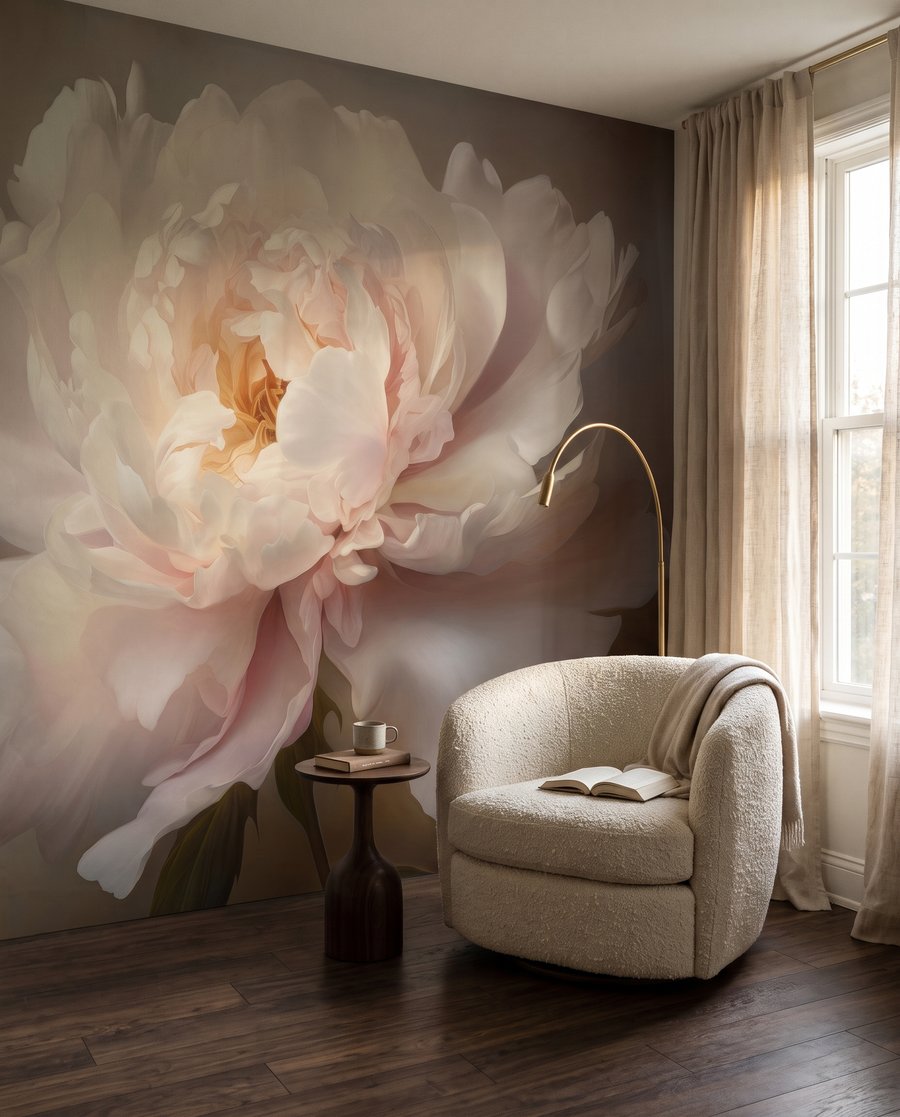 Roze bloem in licht in een interieur