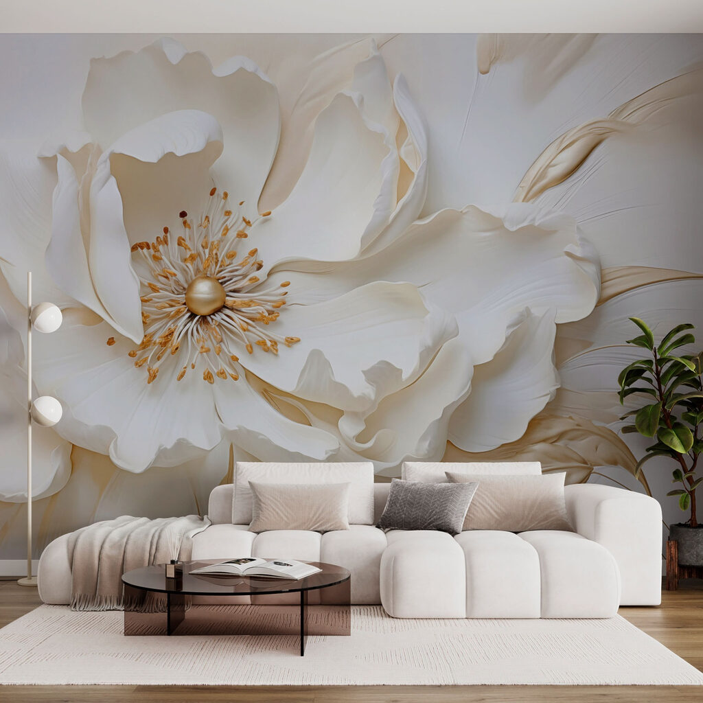 Witte bloei met goudaccenten — interieur 1