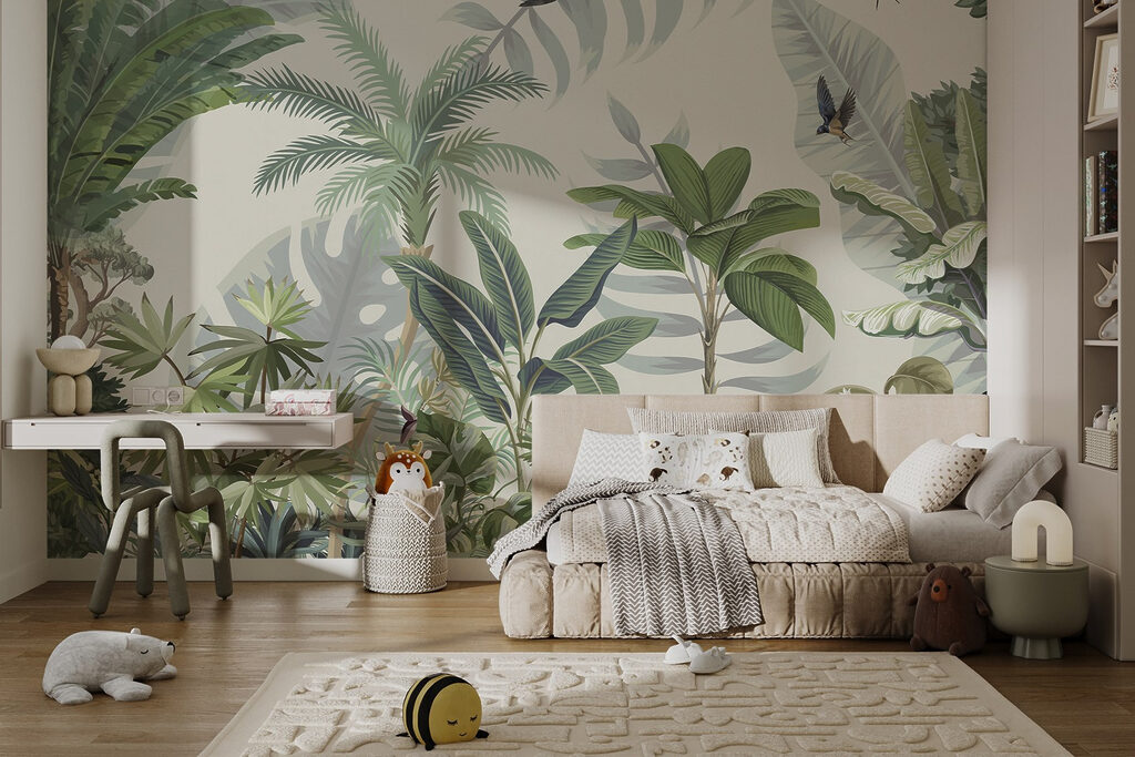 Tropenbos met vliegende vogels — interieur 2