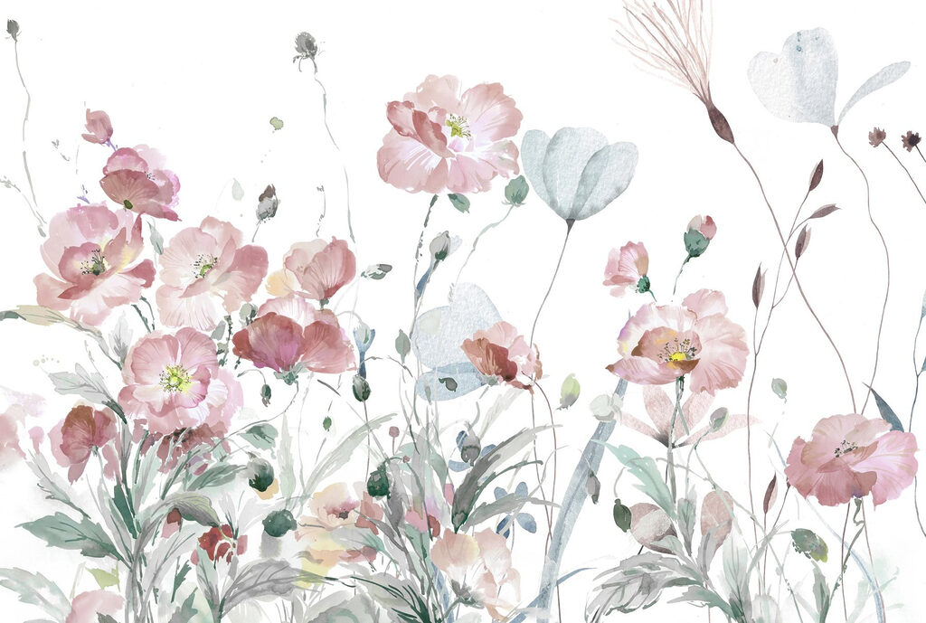 Bloemen in losse waterverf — volledig ontwerp