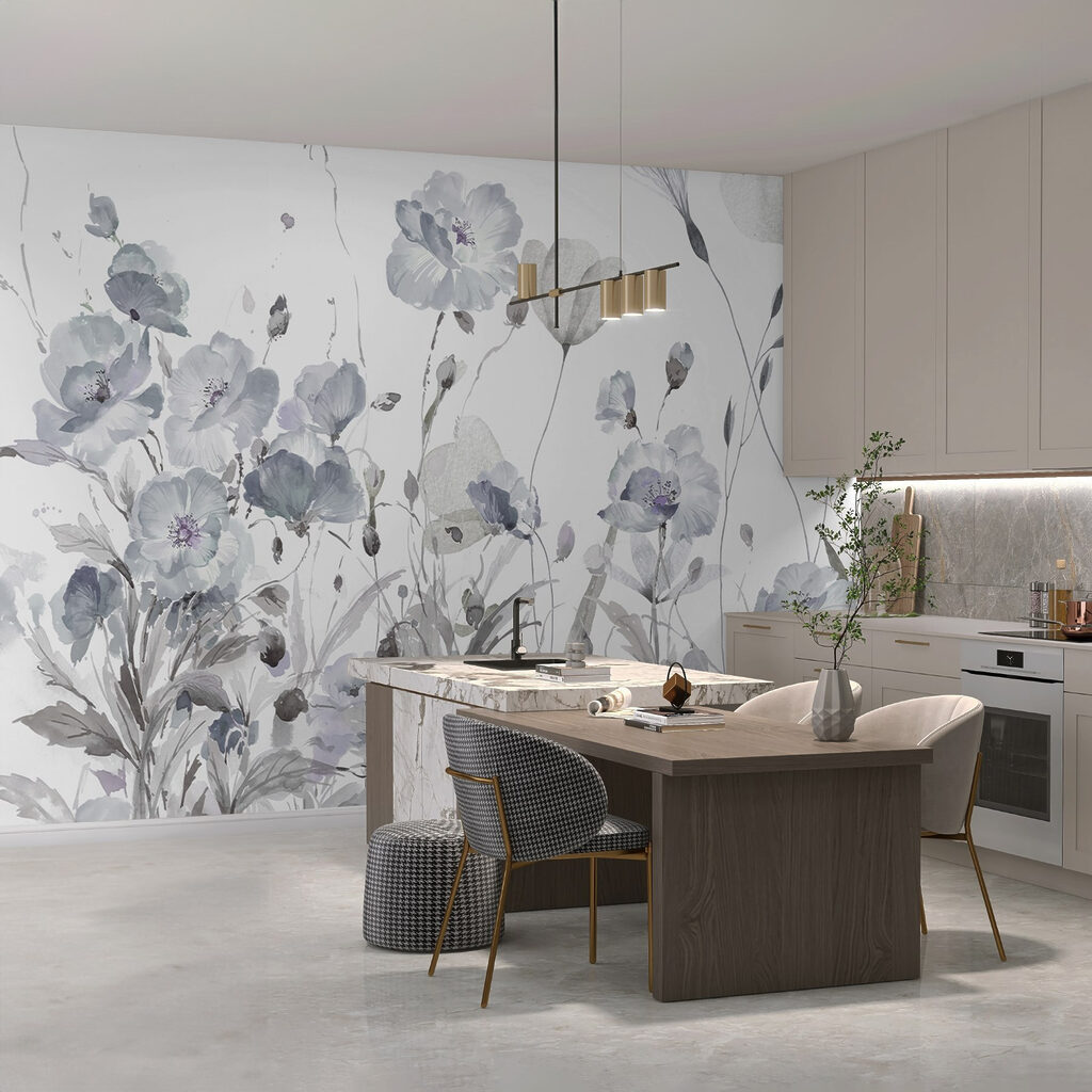 Zachte bloemweide op wit — interieur 2