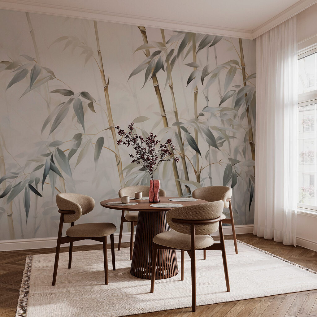 Bamboe in zachte, serene tinten in een interieur