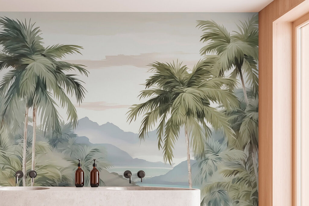 Palmen langs een bergbaai — interieur 2