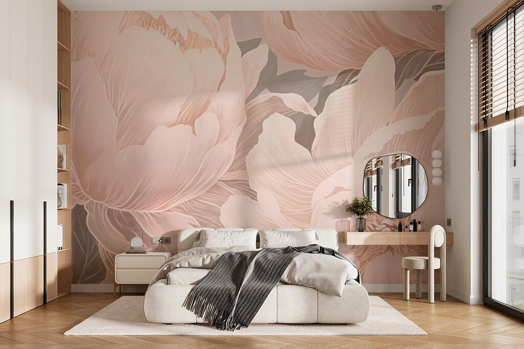 Grote pioenen in lijnwerk — interieur 1