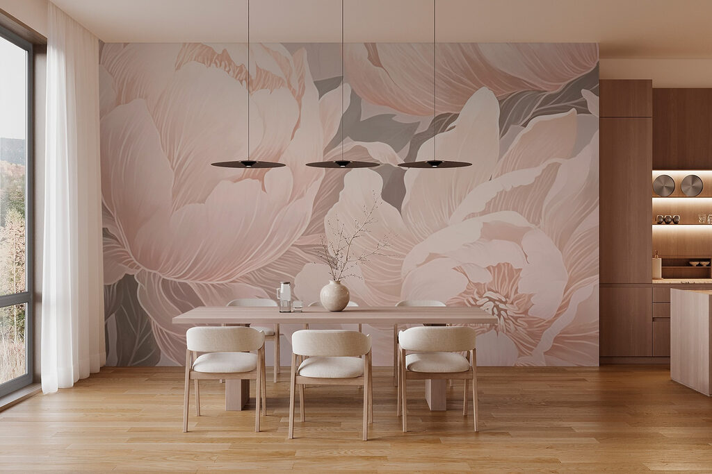 Grote pioenen in lijnwerk — interieur 3
