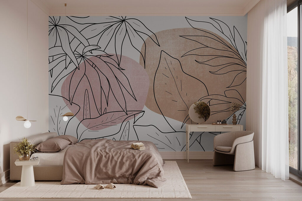 Bladcontouren op ronde vlakken — interieur 1