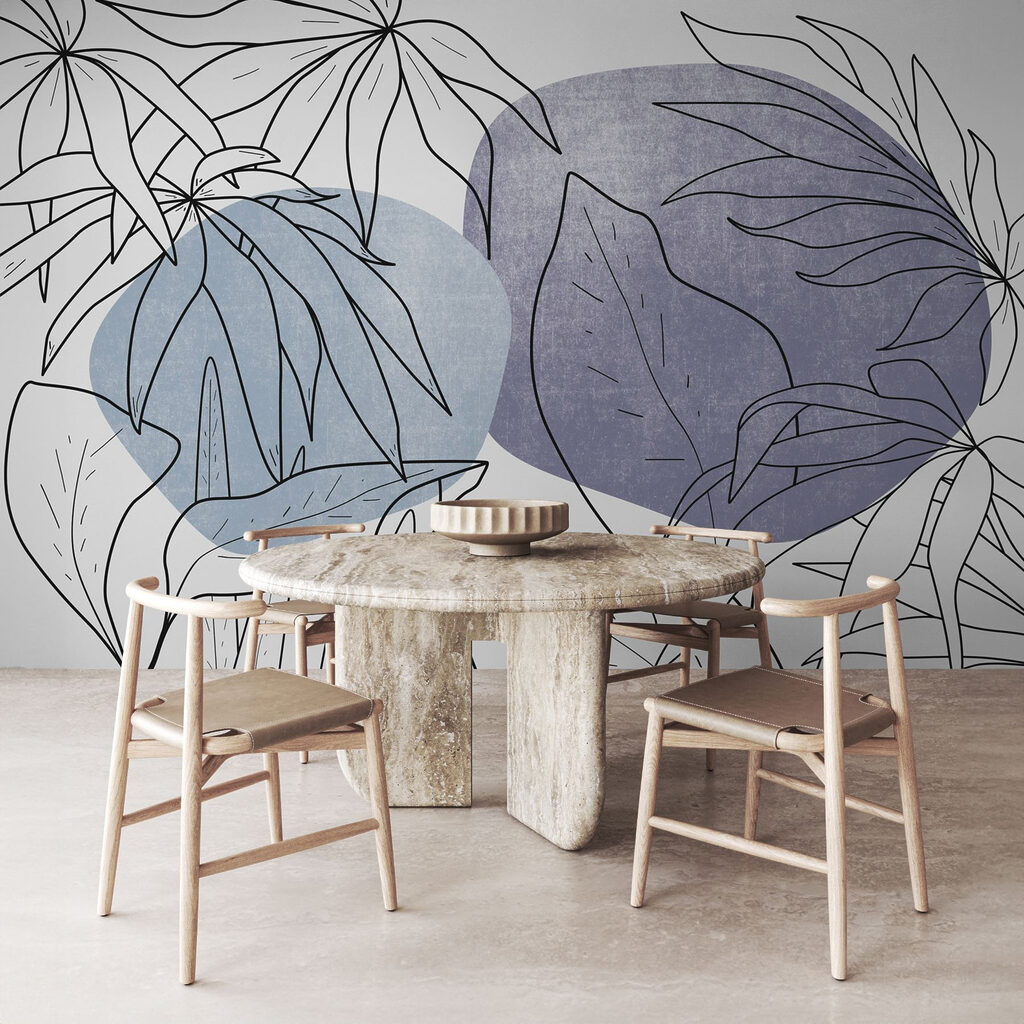 Bladcontouren over zachte cirkels — interieur 2