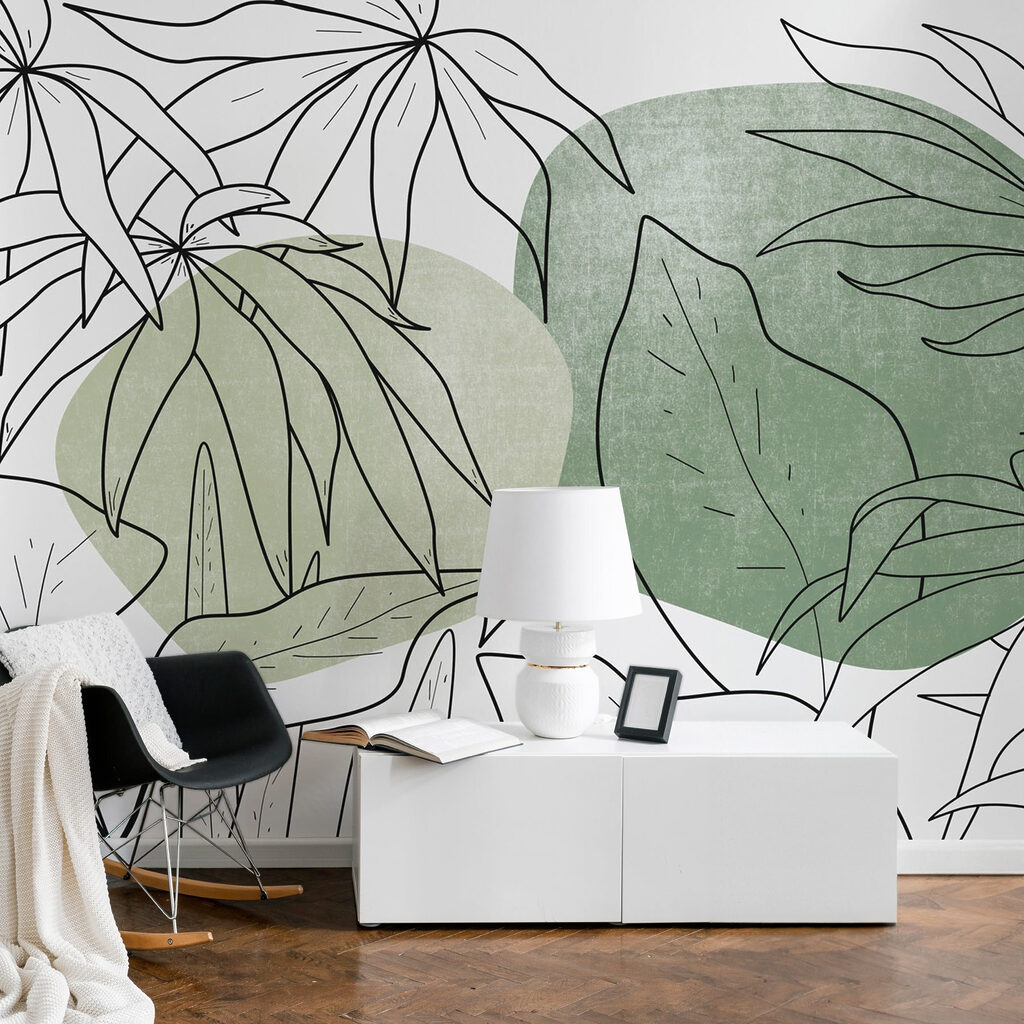 Bladcontouren over zachte cirkels — interieur 1