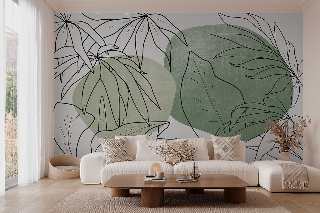 Bladcontouren over zachte cirkels — interieur 2