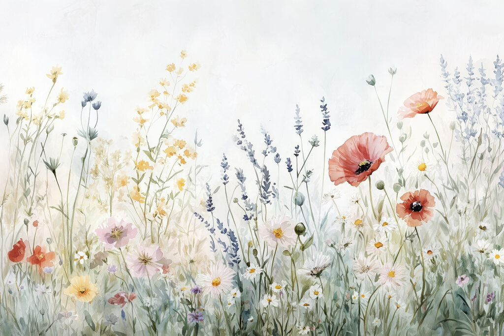 Bloemenweide vol kleine kleuren — volledig ontwerp
