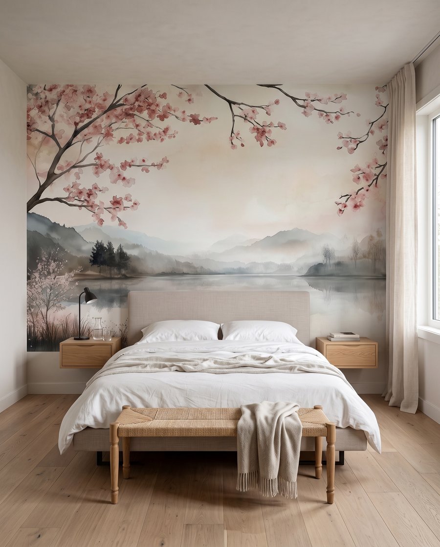 Bloesem boven stil bergwater — interieur 2
