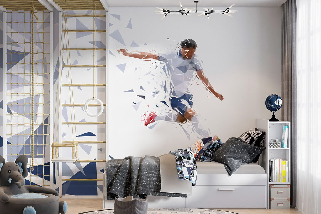 Voetballer door blauwe scherven — interieur 2