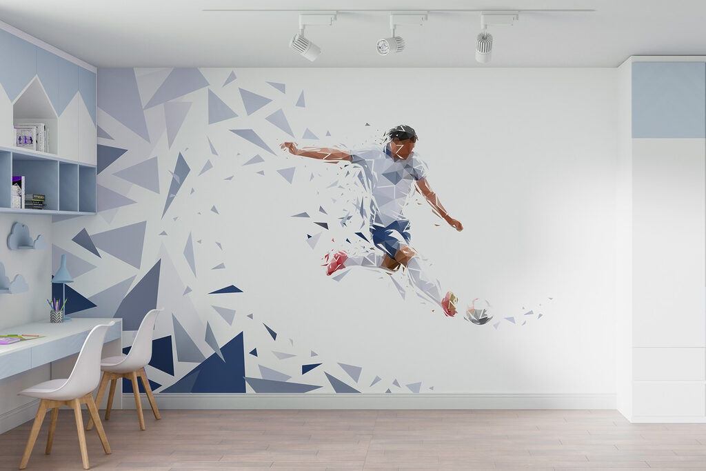 Voetballer door blauwe scherven — interieur 4