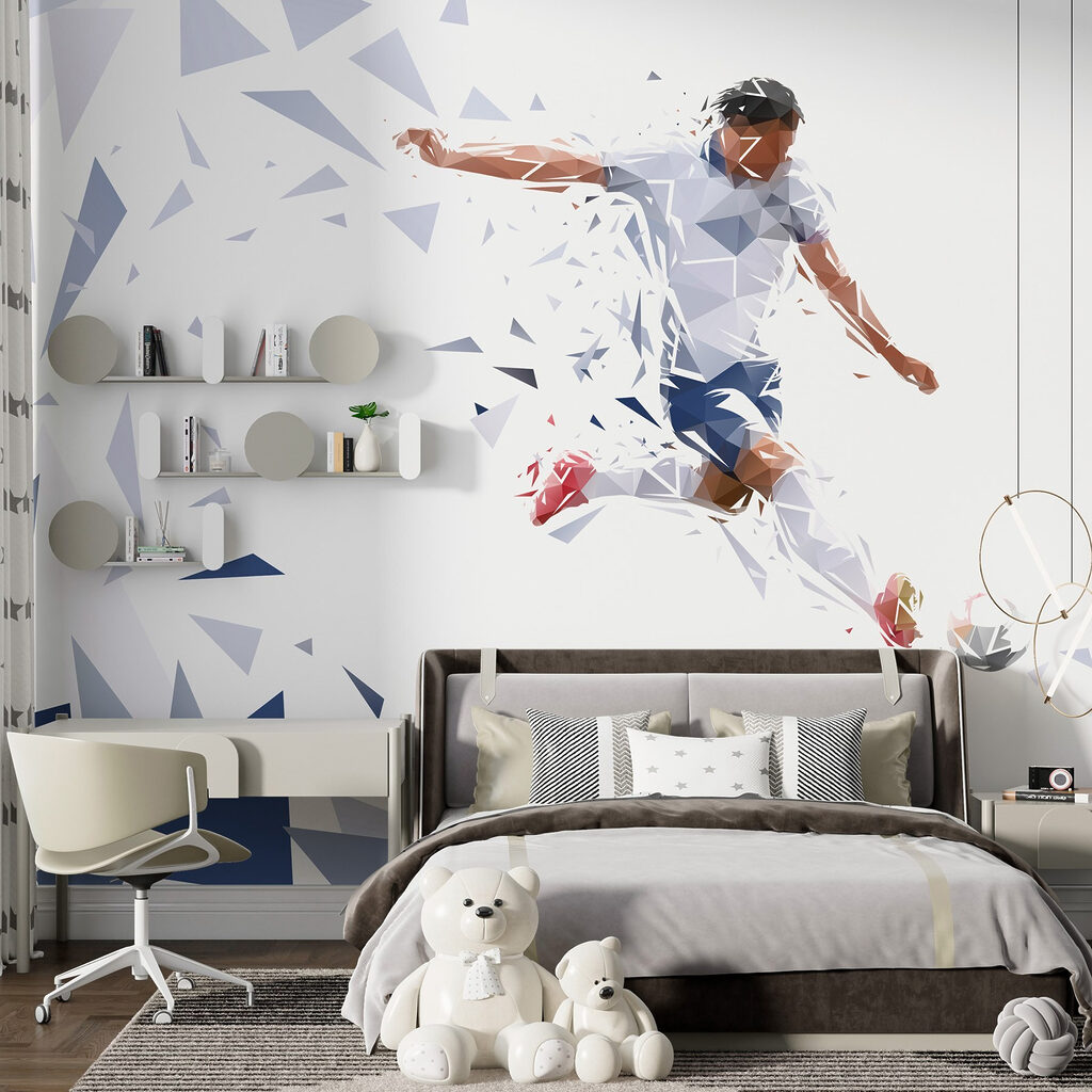 Voetballer door blauwe scherven — interieur 5