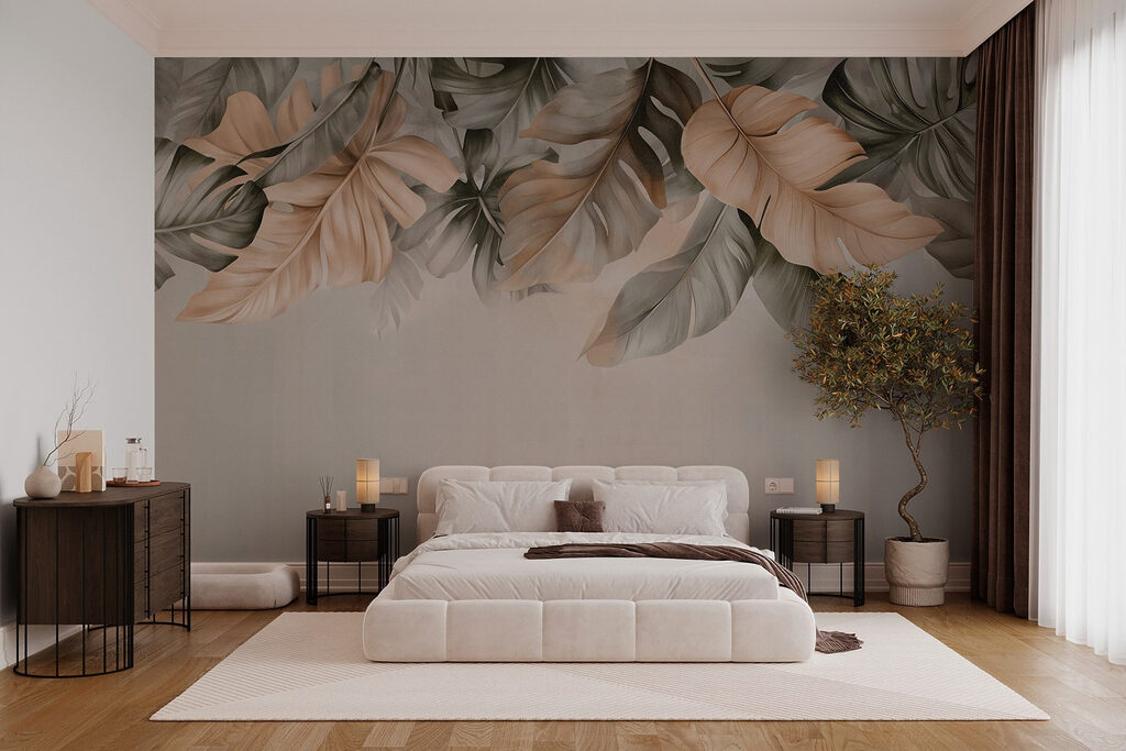 Hangende bladeren boven taupe — interieur 2