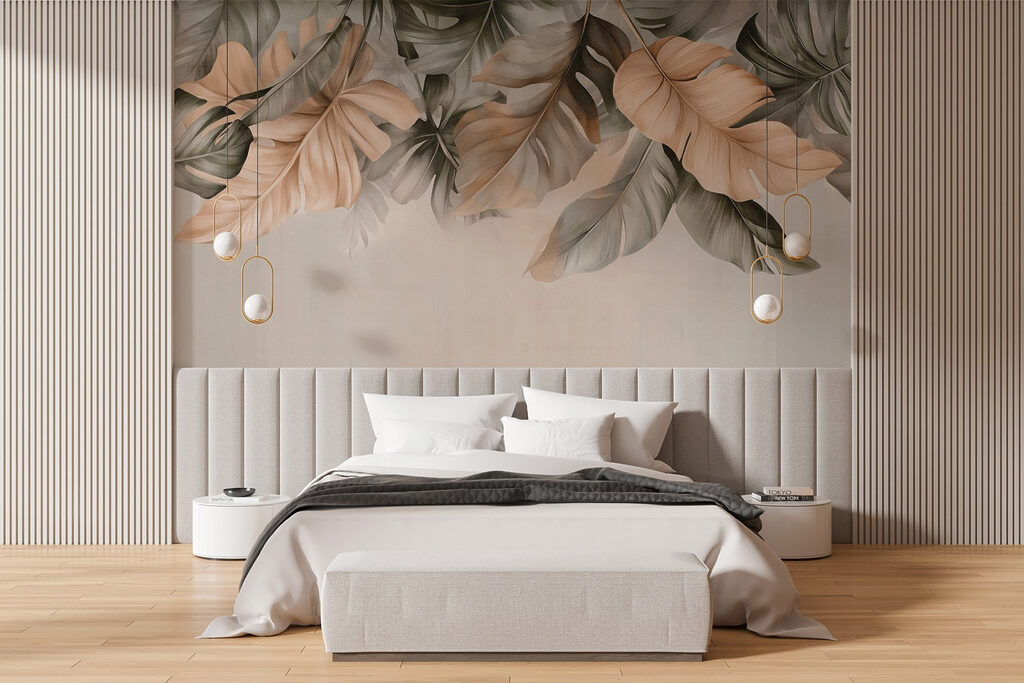 Hangende bladeren boven taupe — interieur 3